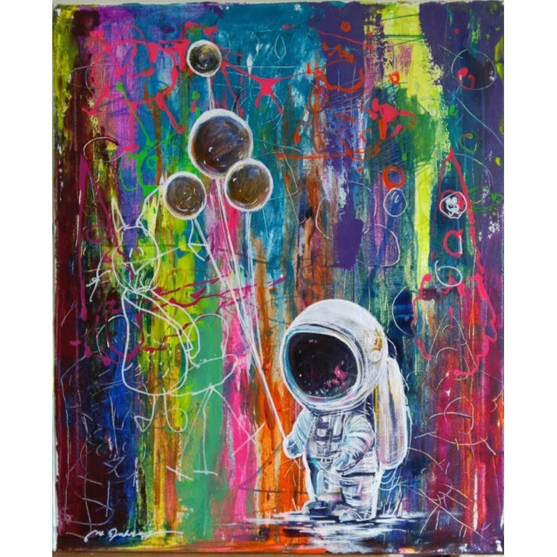 A Space Adventure With Emilia#2 Painting by Mehdi Fahraji | ArtMajeur
