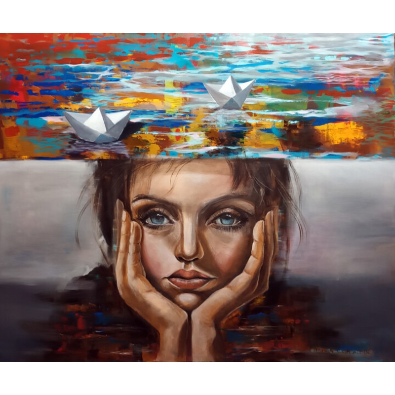 Wszystko Na Mojej Gowie Painting by Maria Kucia-Albin | ArtMajeur