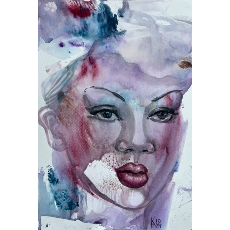 Woman With Soft Lips Painting by Katerina Anchugova | ArtMajeur