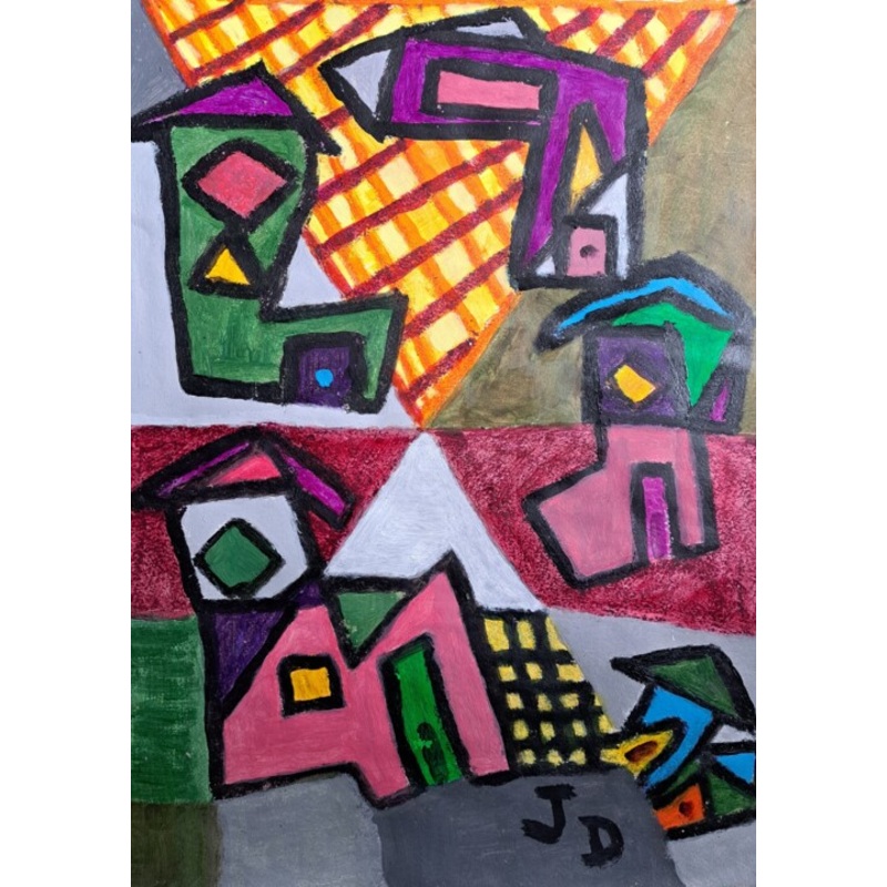 Village  Dconstruit Painting by Jacques Desvaux (JD) | ArtMajeur