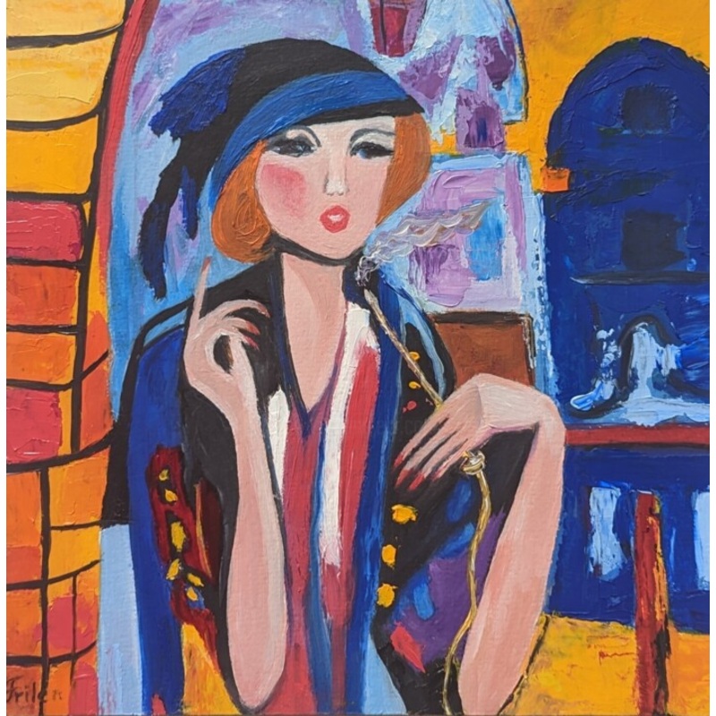Die Dame Raucht  Wasserpfeife Painting by Ellen Frischbutter | ArtMajeur