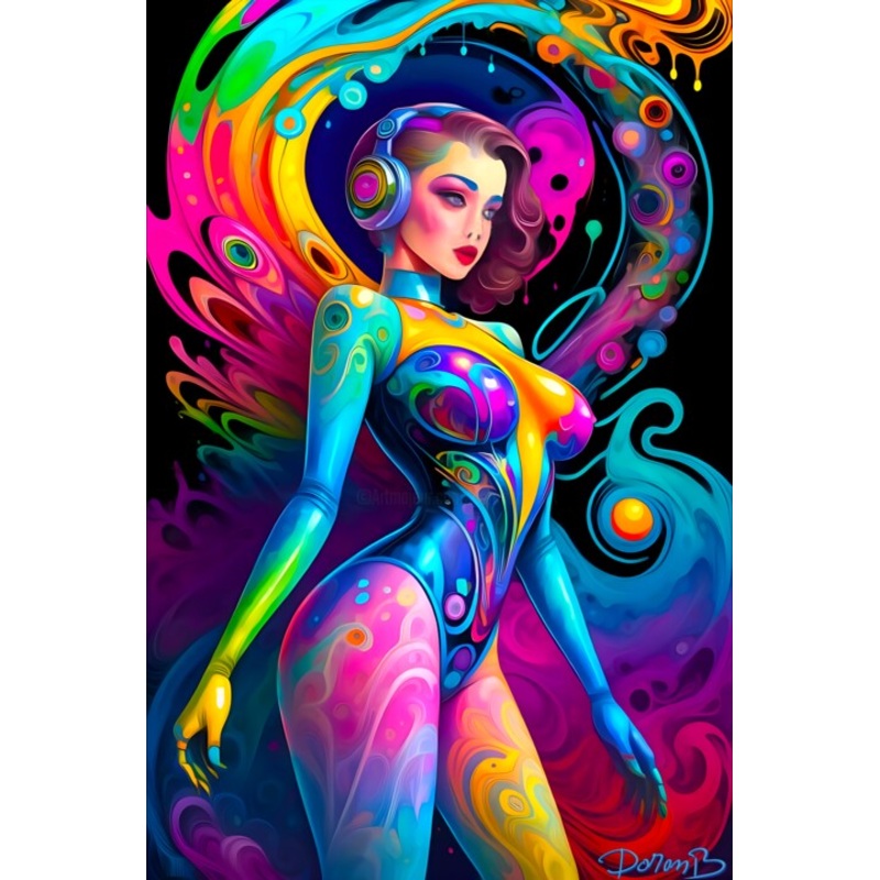 Femme Psychdlique Au Rythme Des Couleu Digital Arts by Doron B | ArtMajeur