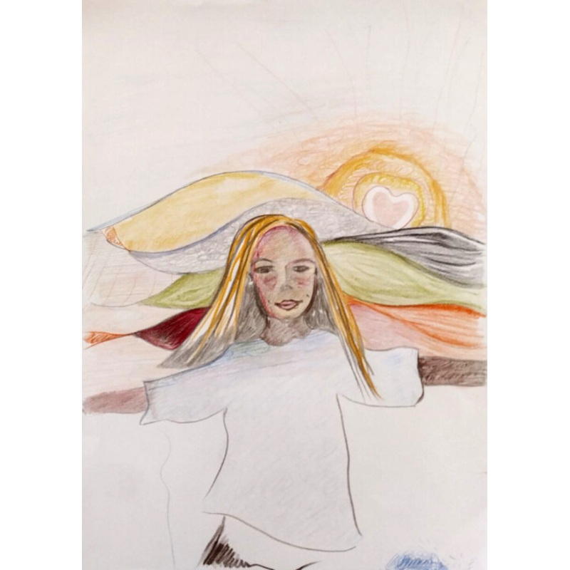 Fille Soleil Bn Drawing by Bndicte Mathieu Labrot | ArtMajeur