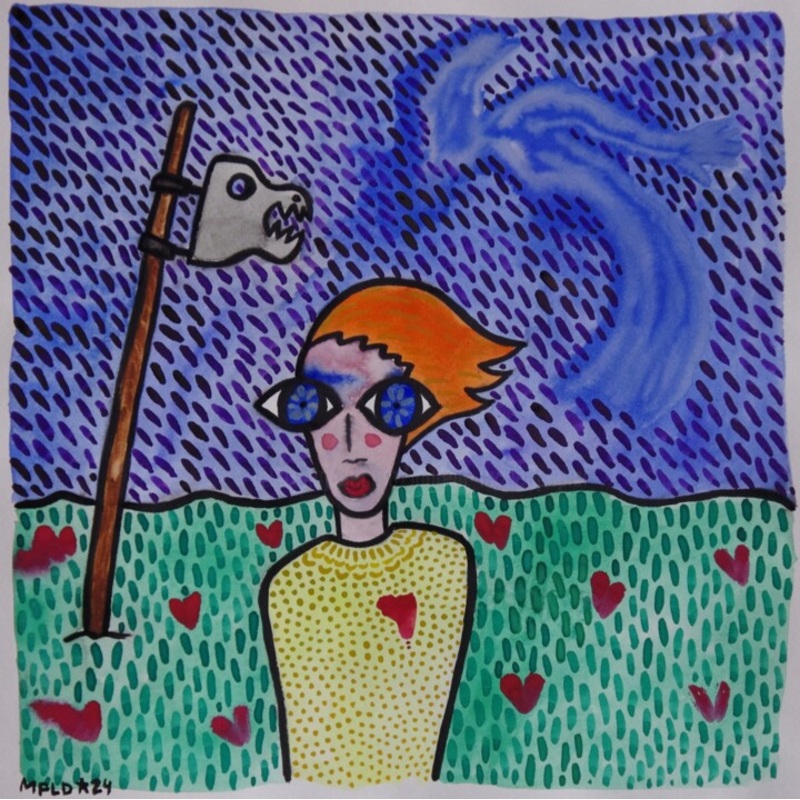 Grands Yeux Au Cur Camlia  Painting by Laurent Mangepapier | ArtMajeur