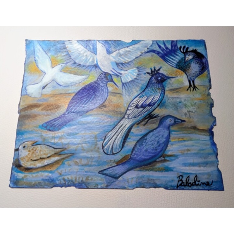 Le Bleu Des Oiseaux Painting by Baladine | ArtMajeur