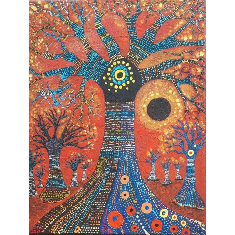 Mystical Baobab – Tree Of Life And Cosmi Painting by Olga Vladimirova | ArtMajeur