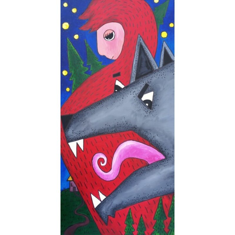 Red Riding Hood Painting by Marily Valkijainen | ArtMajeur