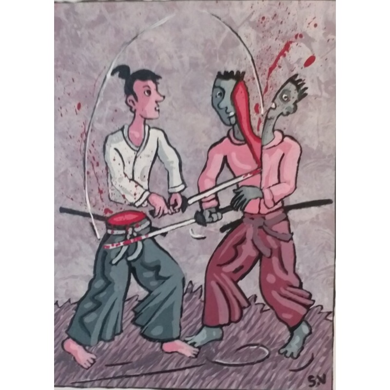Shomen / Yokomen Painting by Serge Voulouzan | ArtMajeur