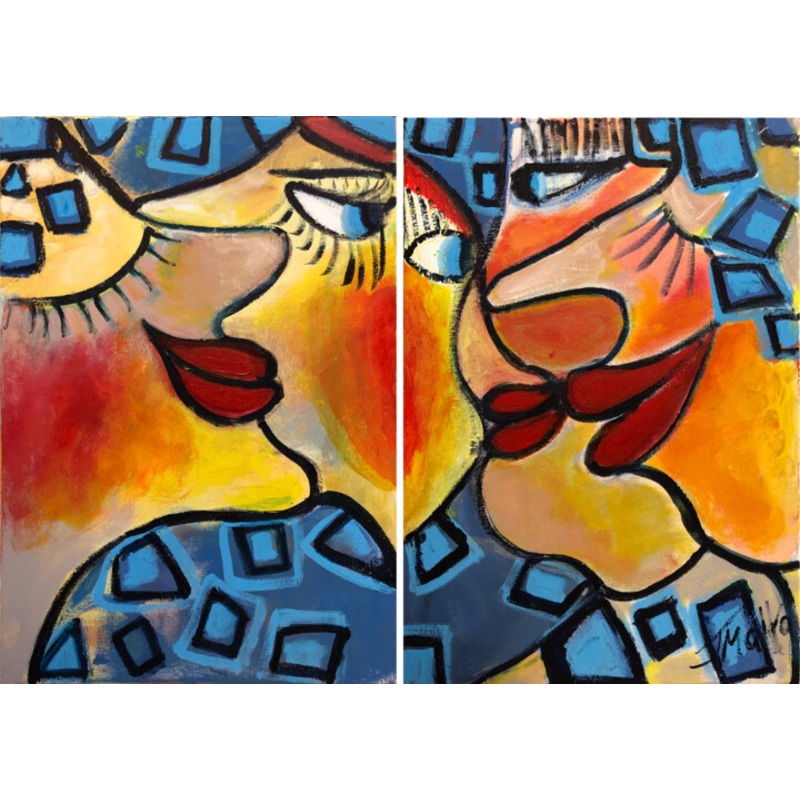 All You Need Is Love… – Diptych Painting by Malka Tsentsiper | ArtMajeur