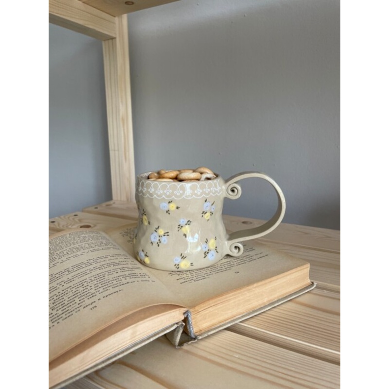 Ceramic Mug Lace Design by Iuliia Novikova | ArtMajeur