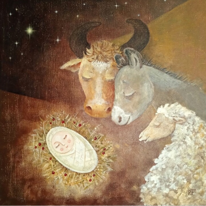 Christmas Painting by Elena Razina | ArtMajeur