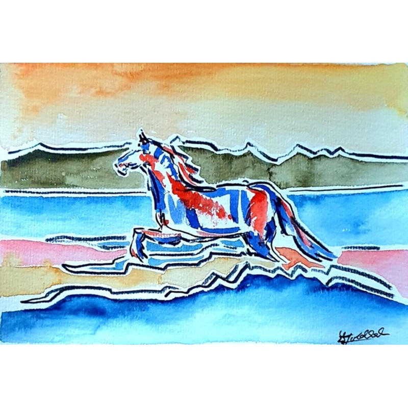 Pferd In Den Wellen Painting by Anne Goldhahn | ArtMajeur