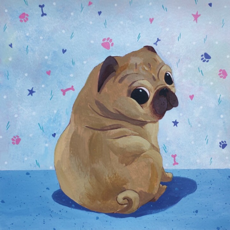 Pug Painting by Eleonora Rom | ArtMajeur