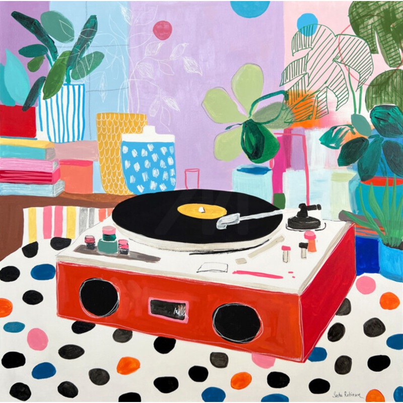 Retro Record Player Painting by Sasha Robinson | ArtMajeur