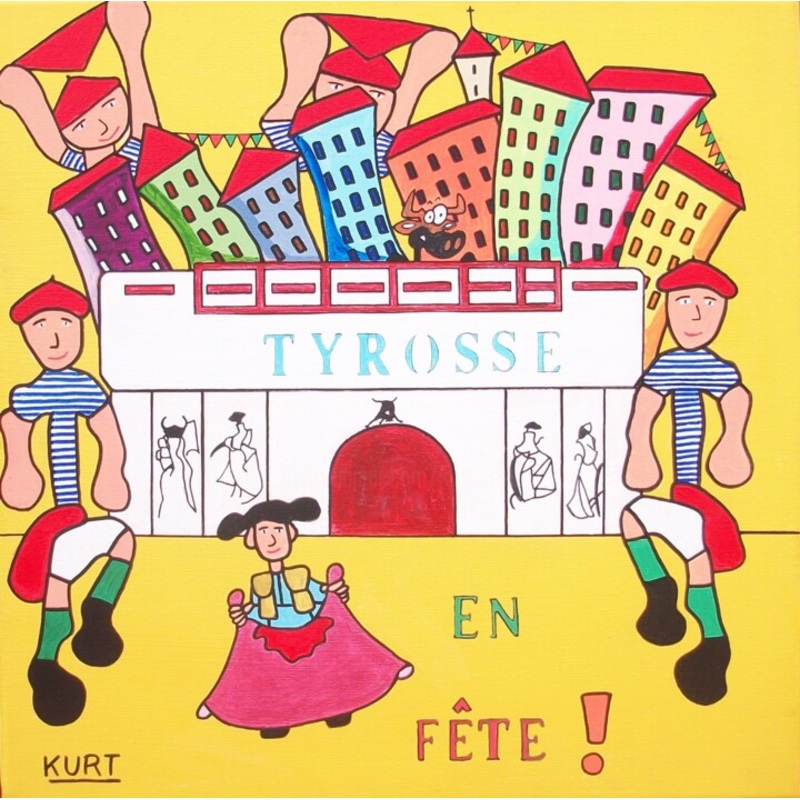 Tableau Naif Acrylique Ftes De Tyrosse Painting by Didier Dordeins | ArtMajeur