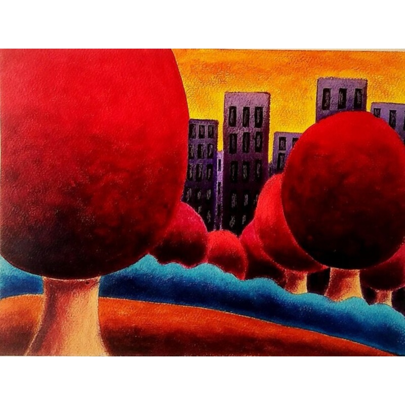 Au Dela De La Ville#2 Painting by Sabrina Riggio | ArtMajeur