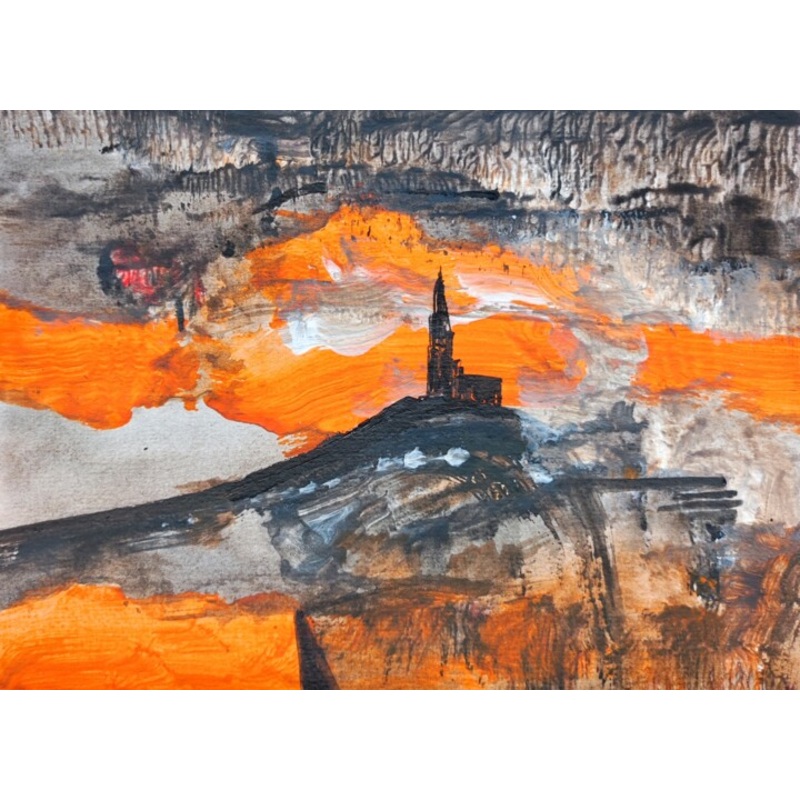 Burning Church Painting by Milto Sideris | ArtMajeur