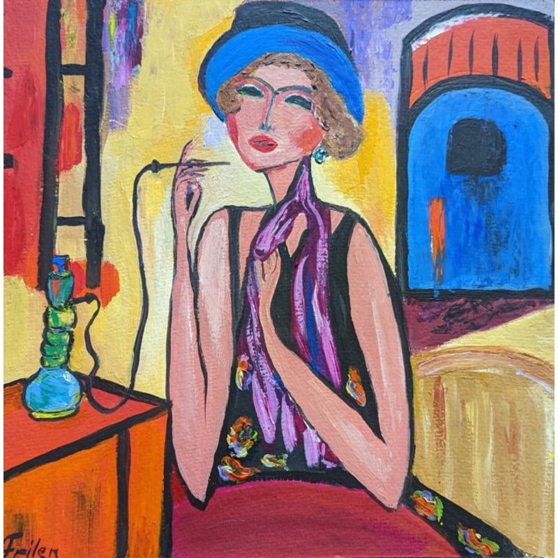 Die Dame An Der Bar Painting by Ellen Frischbutter | ArtMajeur