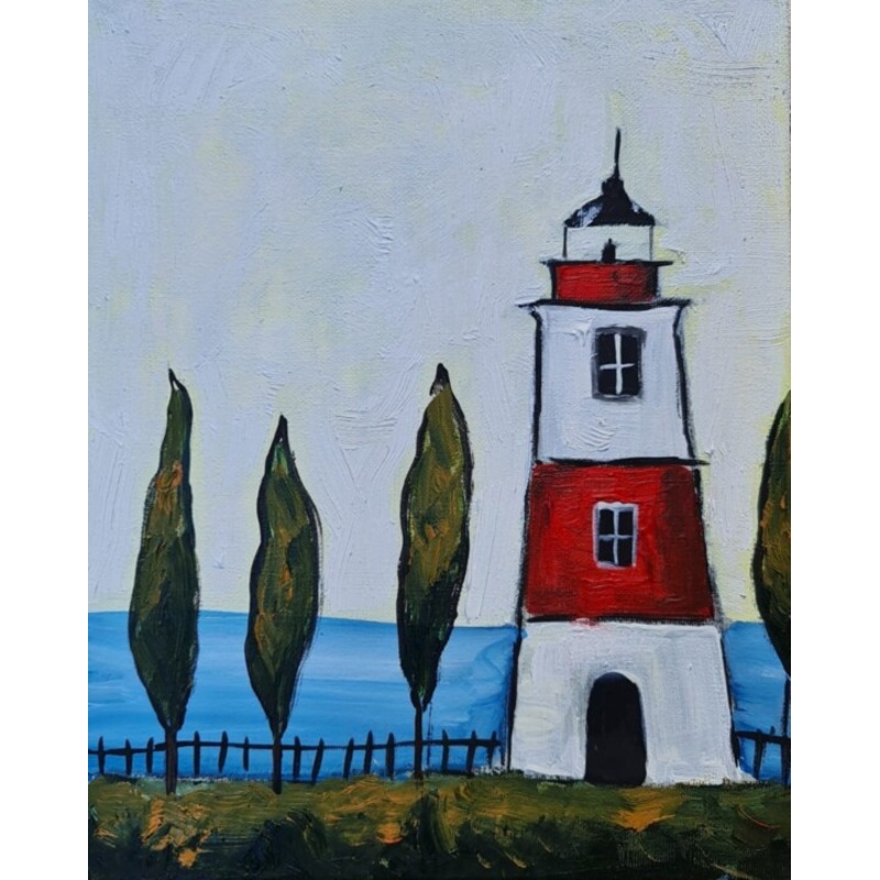 Faro Sulla Costa Painting by Adriana Bandini | ArtMajeur