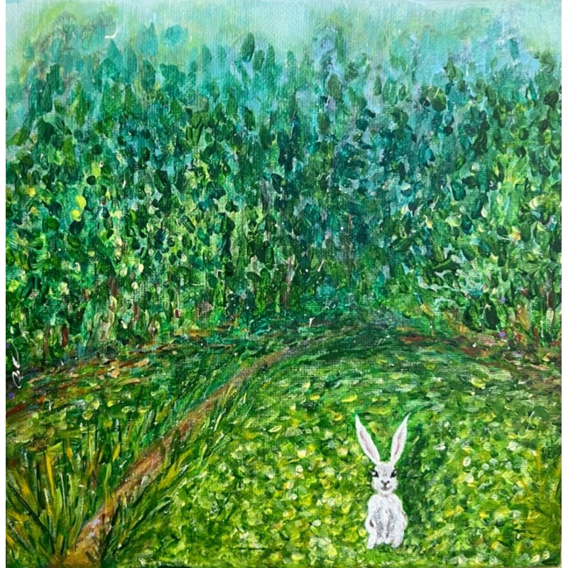Rabbit In Magic Woods Painting by Maria Moutaux | ArtMajeur