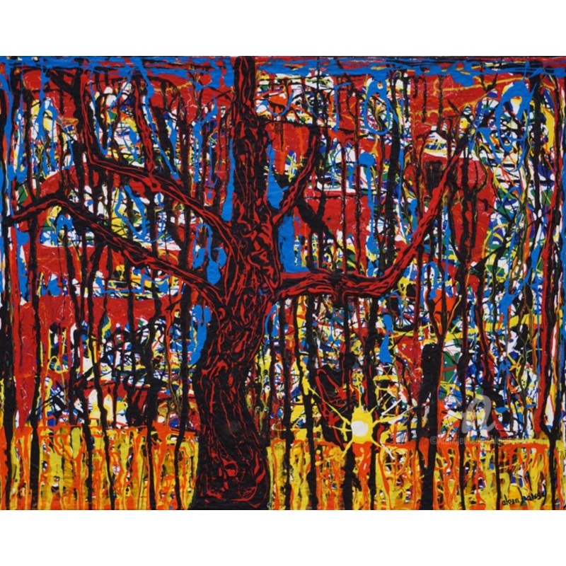 Reflets Rouge Au Coucher Du Soleil Painting by Alain Boissel | ArtMajeur