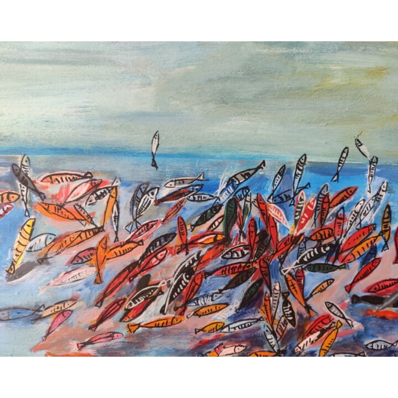Sardines En Fte Painting by  Marie Line Robert  | ArtMajeur