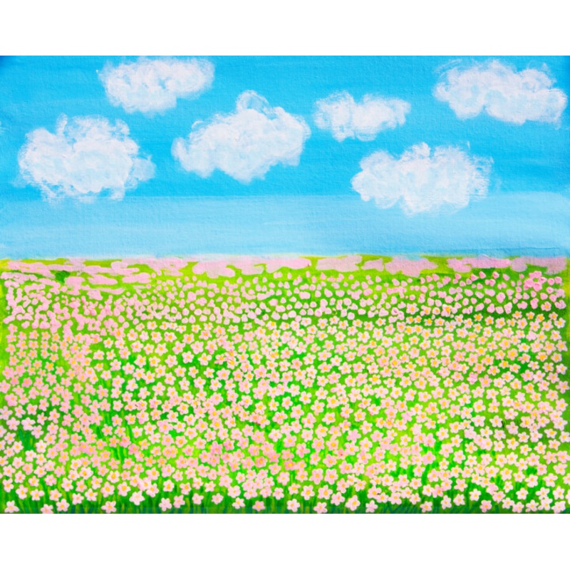 Spring Meadow With Pink Flowers Painting by Irina Afonskaya | ArtMajeur
