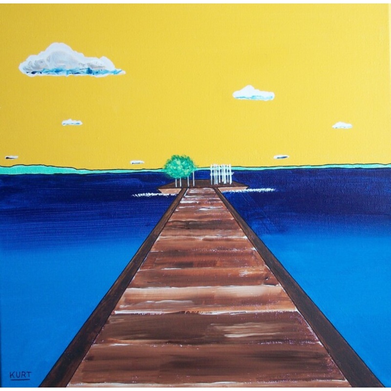 Tableau Naif Acrylique Lac D’azur Et Son Painting by Didier Dordeins | ArtMajeur