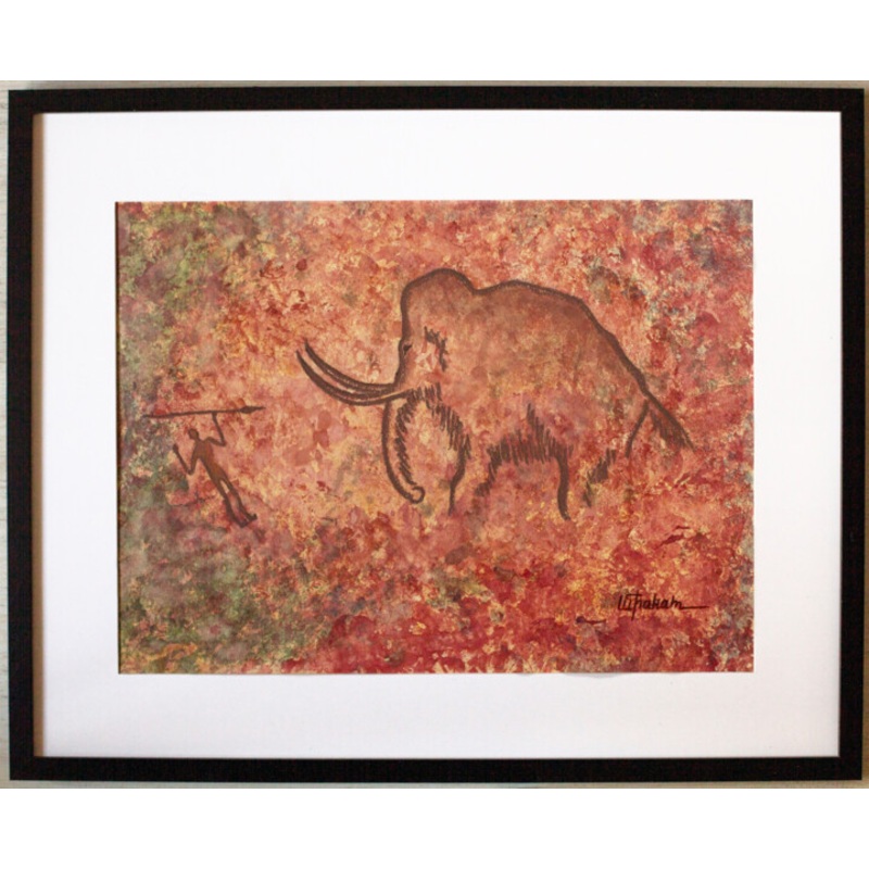 The Hunter And The Mammoth. The Painting Painting by Inna Granat | ArtMajeur
