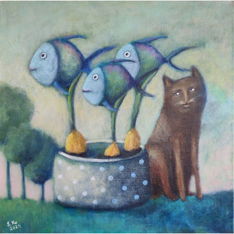 When Fishes Bloom Painting by Svetlana Kuzhim | ArtMajeur