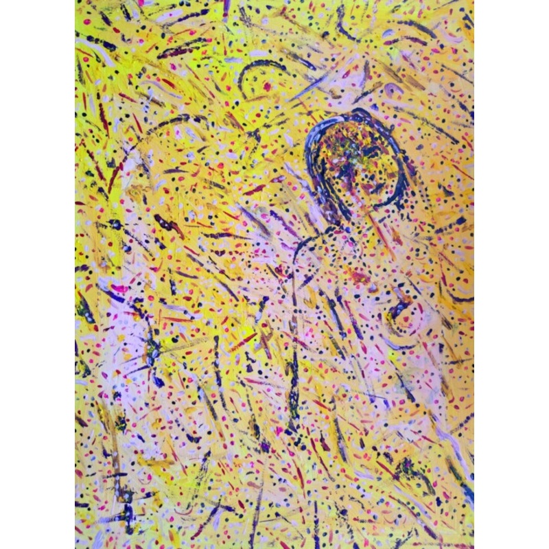 Yellow Mellow Naive Girl Painting by Milto Sideris | ArtMajeur
