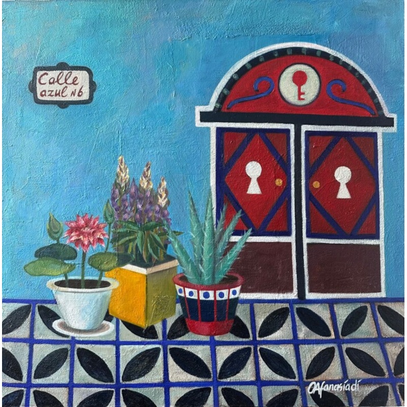 Blue Lane Painting by Olga Afanasiadi | ArtMajeur