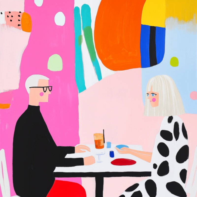 Colorful Caf Encounter Digital Arts by Sasha Robinson | ArtMajeur