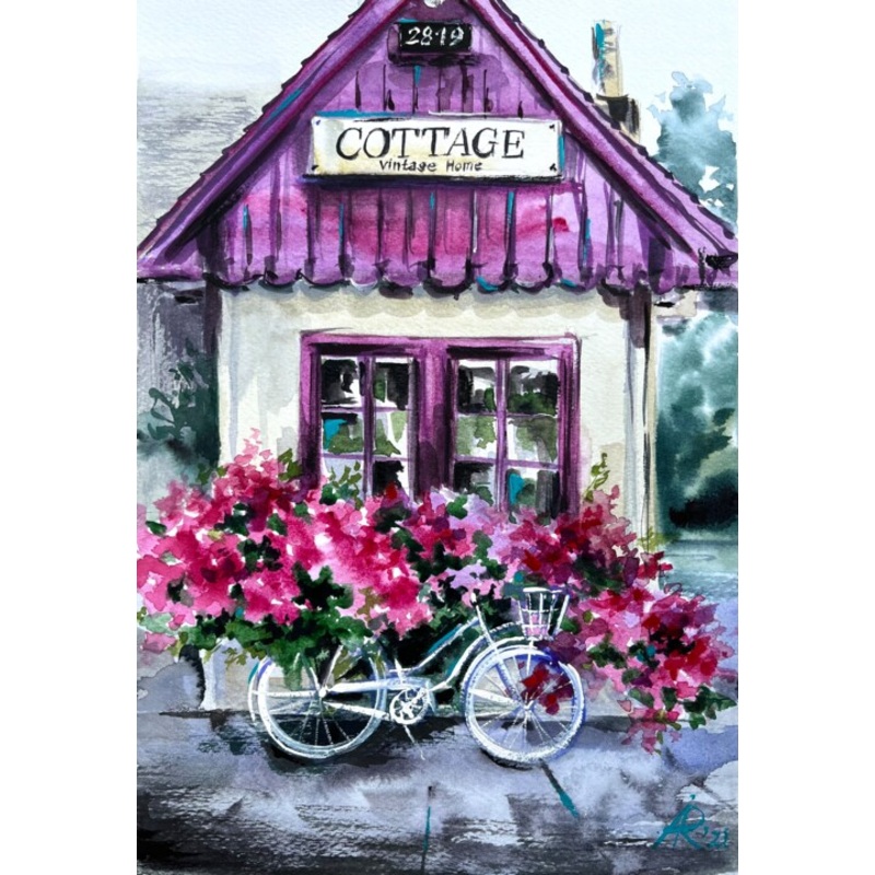 Cottage Vintage Home Painting by Ira Popovych | ArtMajeur