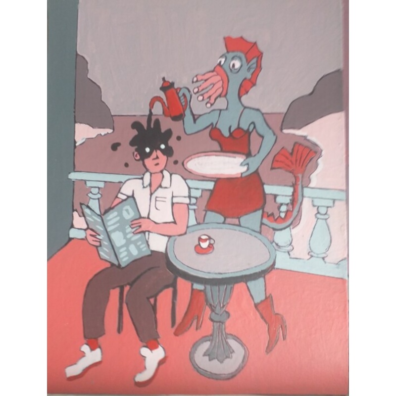 Dgustation De Caf Painting by Serge Voulouzan | ArtMajeur