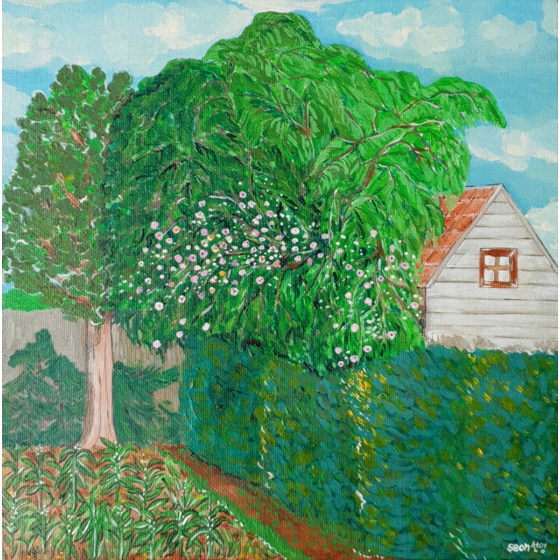 Garden With Roses In The Summer Painting by Seon Young Park | ArtMajeur