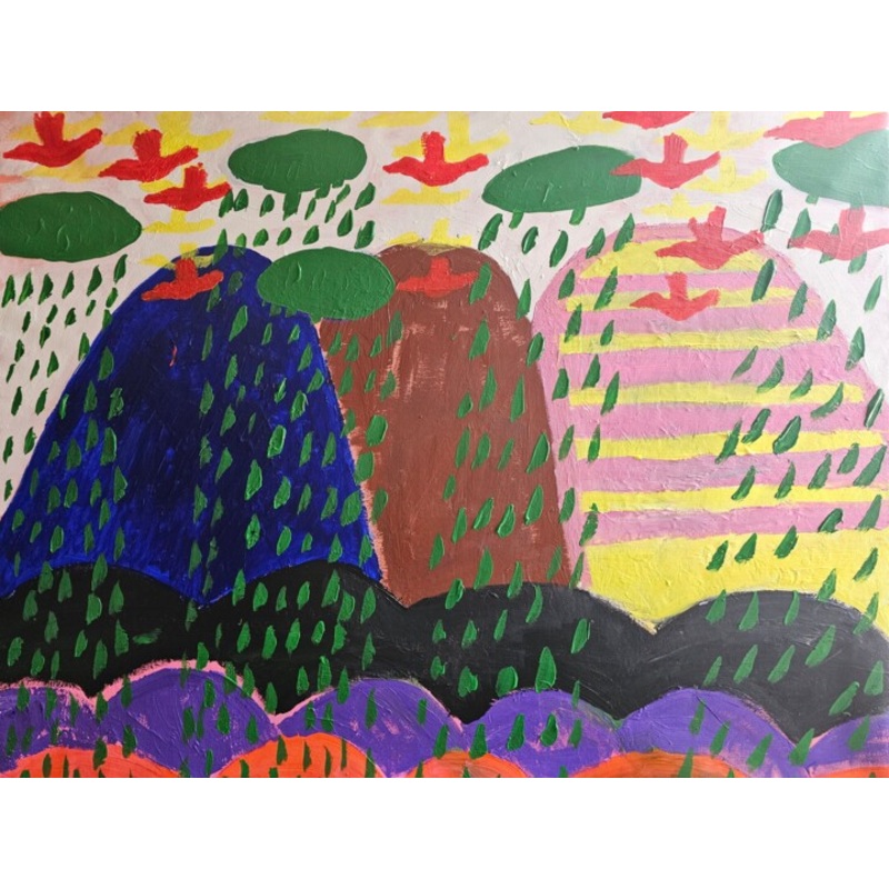 Oiseaux Et La Pluie Painting by Rgis Duprat | ArtMajeur