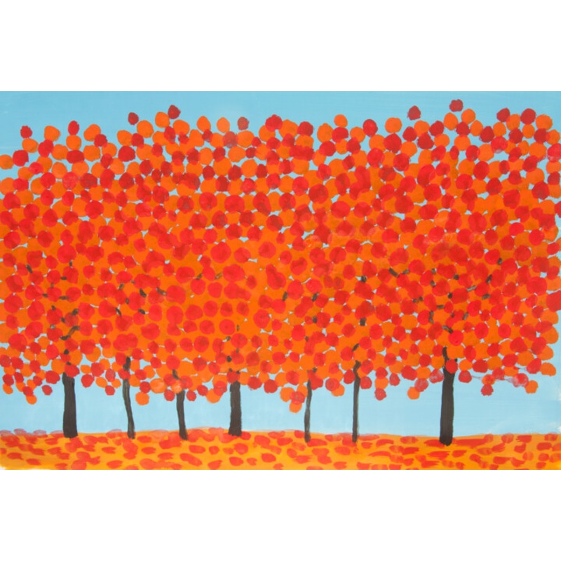 Orange-Red Autumn Trees Painting by Irina Afonskaya | ArtMajeur