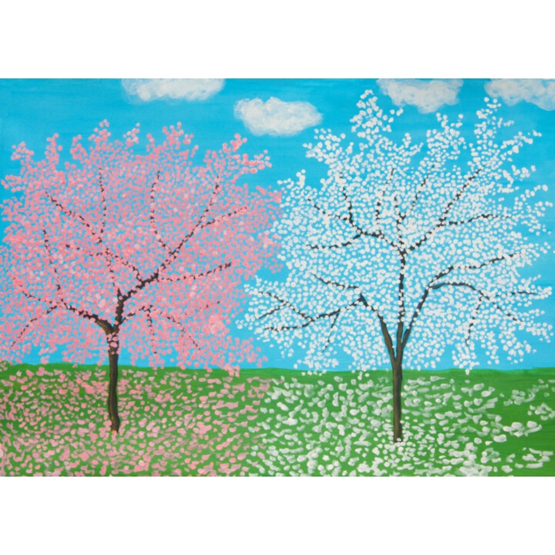 Pink And White Spring Trees Painting by Irina Afonskaya | ArtMajeur