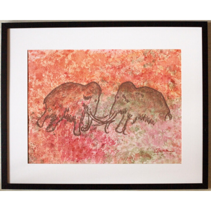 Playing Mammoths. The Painting Is Framed Painting by Inna Granat | ArtMajeur