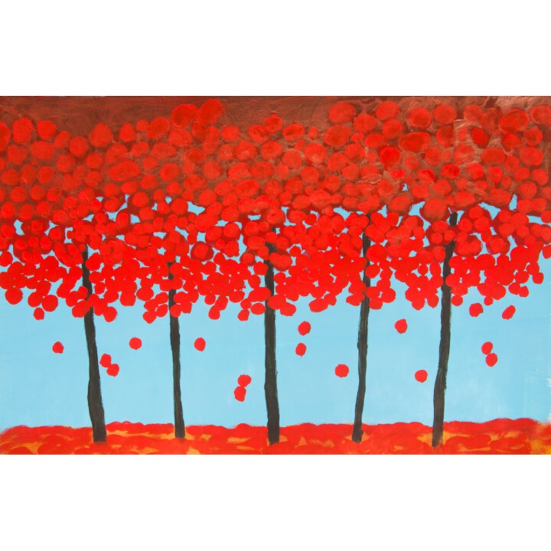 Red Trees 2 Painting by Irina Afonskaya | ArtMajeur