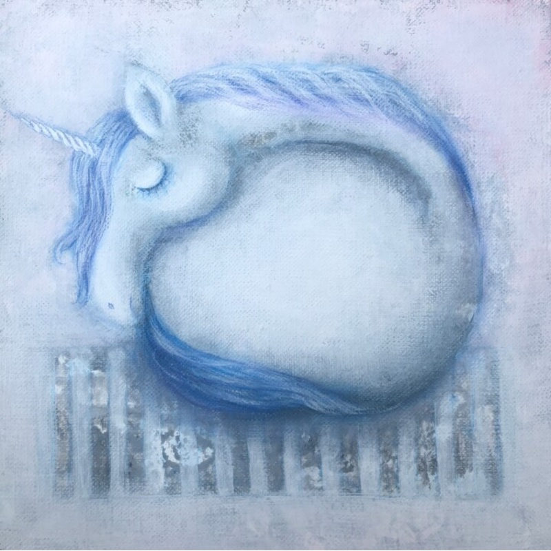 Sleeping Unicorn On A Purple Background Painting by Tatiana Belchenko | ArtMajeur