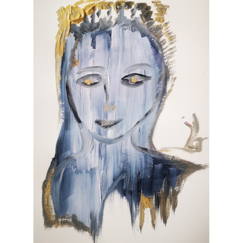 Sourire Bleu Painting by Abricodal les | ArtMajeur