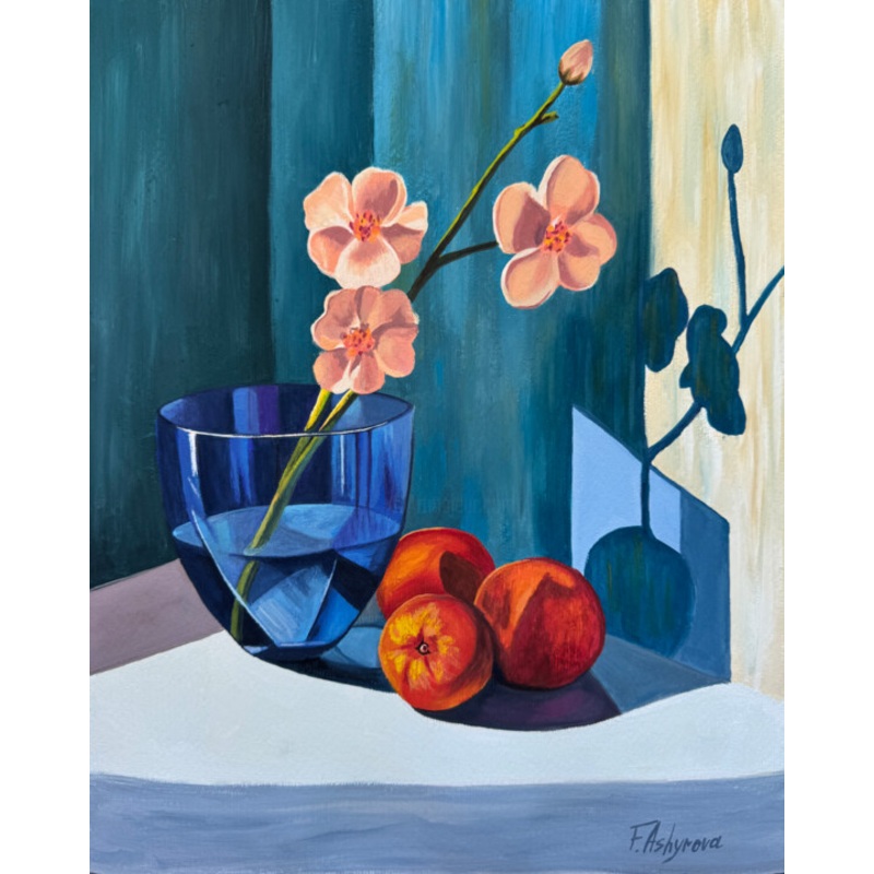 A Branch Of Peach Blossoms In A Glass Go Painting by Fatimie Ashyrova | ArtMajeur