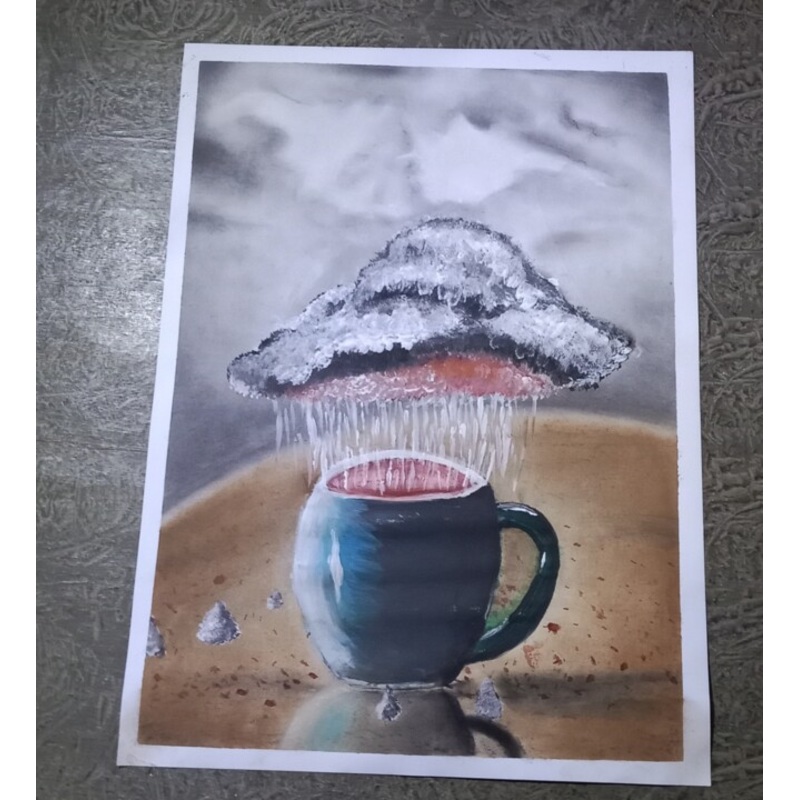 Acrylic Painting Of Beautiful Cup With C Painting by Mygallery Artist | ArtMajeur
