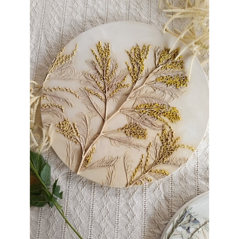 Wall Sculpture Mimosa  Botanical Bas-R Painting by Alena Panchenia Elena Pancena | ArtMajeur
