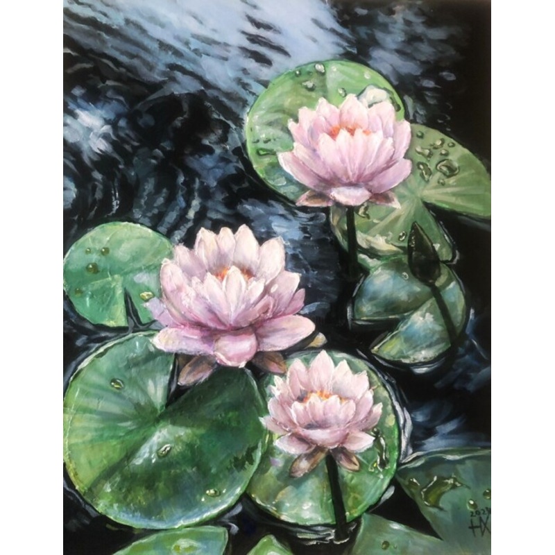 Water Lilies Painting by Natal A Hudakova | ArtMajeur