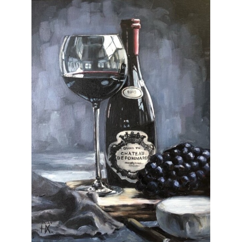 A Glass Of Wine Painting by Natal A Hudakova | ArtMajeur