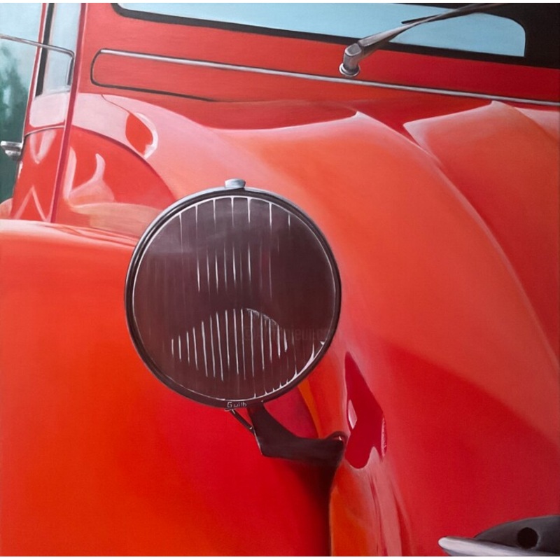 2 Cv Orange Deudeuche  Citron Classique Painting by Gilbert Duchamp | ArtMajeur