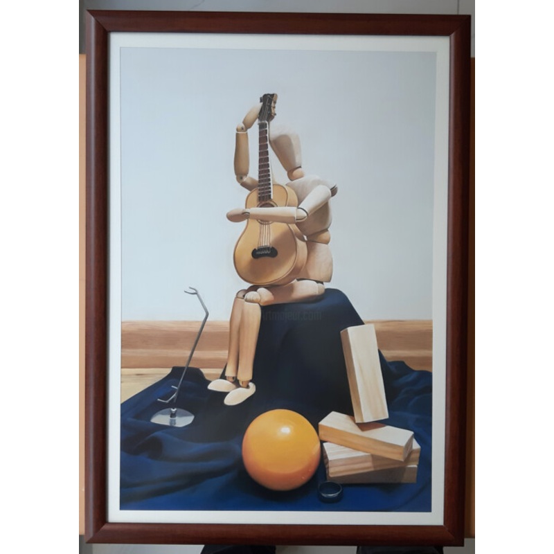 Wooden Mannequin Playing Guitar Painting by Ali enta | ArtMajeur